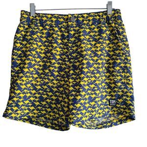 TOM & TEDDY Gold and Blue Jumping Kangaroo UPF50+ Swim Shorts Men's Size Small‎